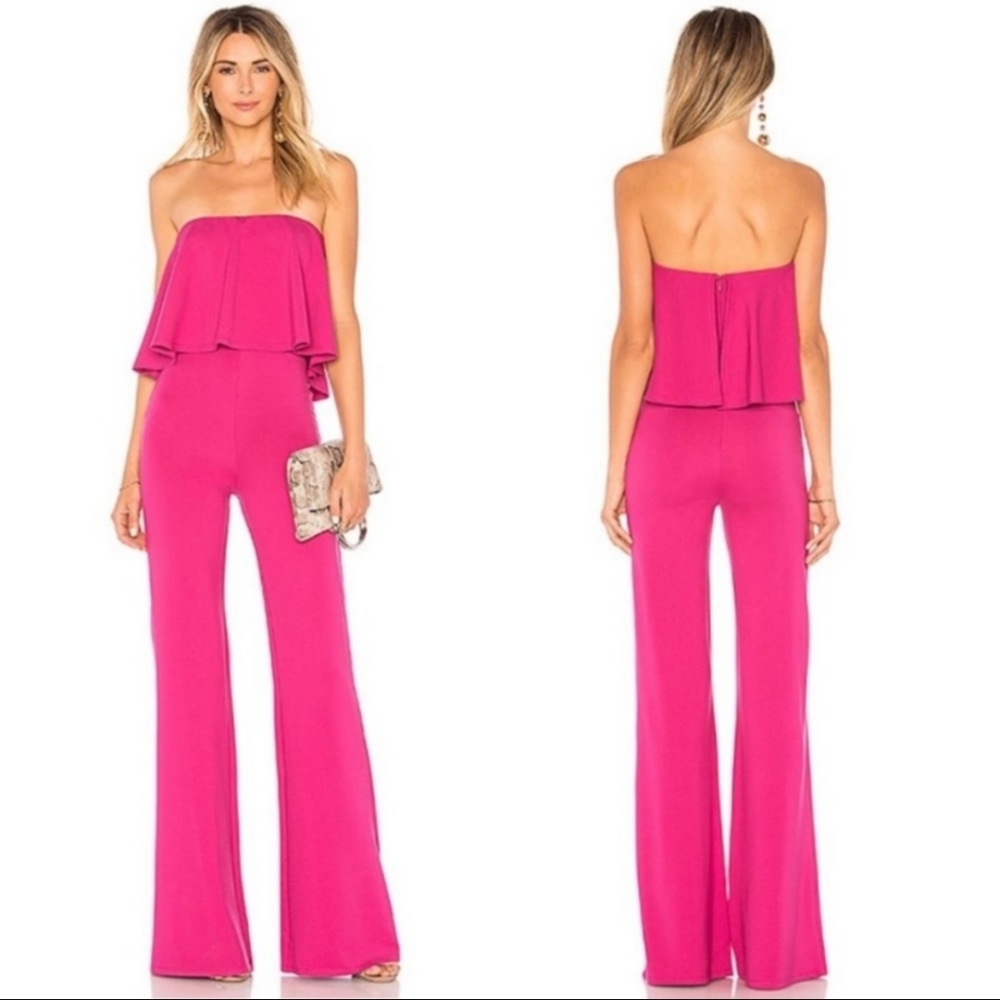 NWT Lovers + Friends Nikki Strapless Jumpsuit Pink Magenta Size XXS